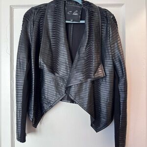 Black textured leather jacket